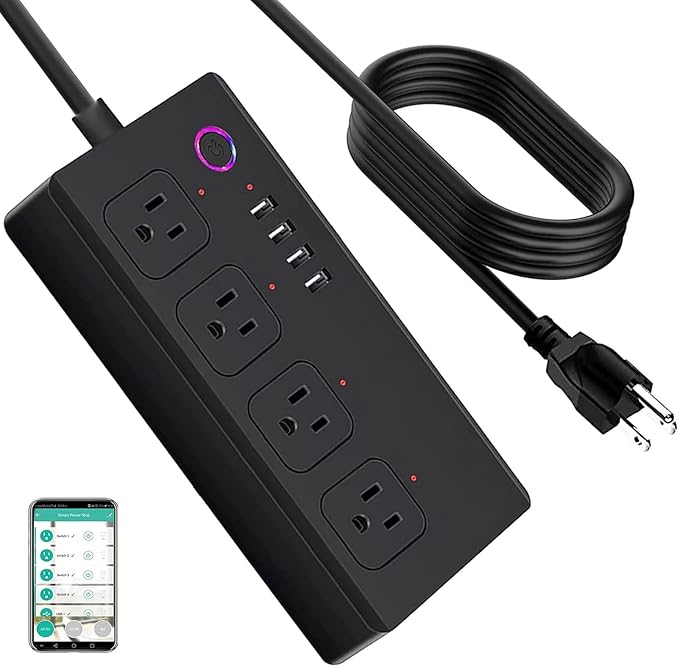Tuya 4-Outlet WiFi AC Power Strip with Smart Surge Protector (for use with HYDROS)