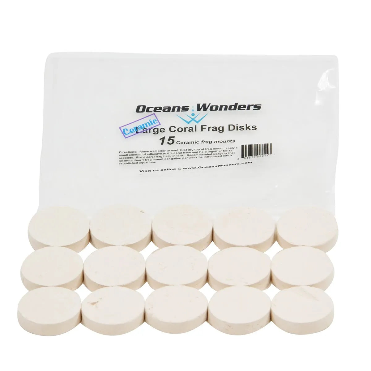 Oceans Wonders 1.5" Ceramic Coral Frag Disks - 15 Pack