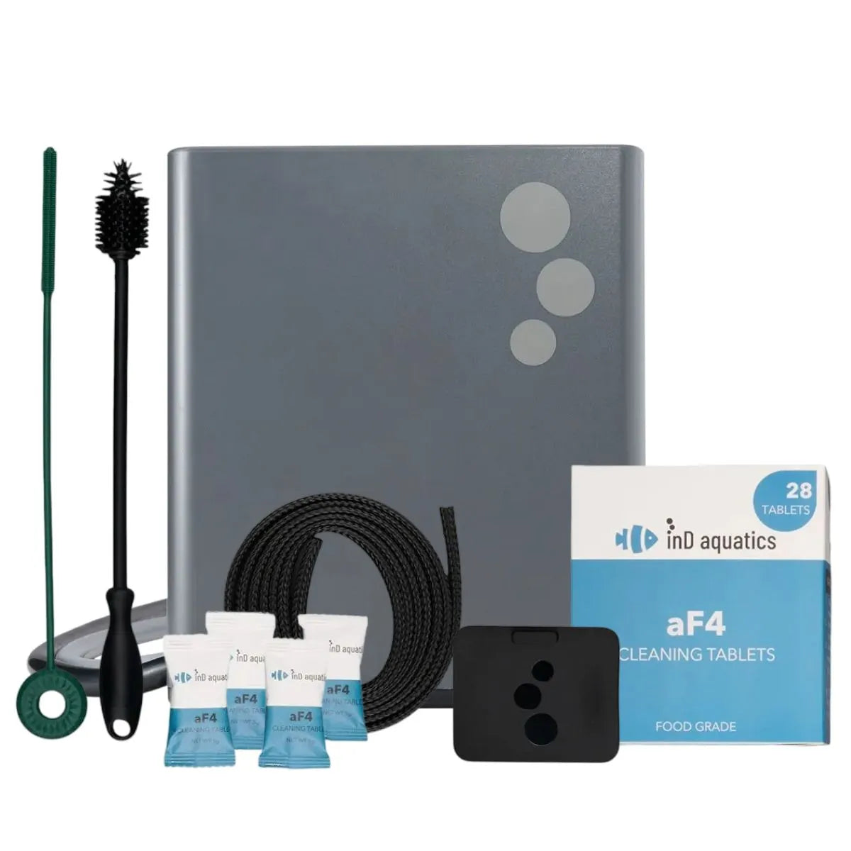 IND Aquatics aF4 Automated Frozen Fish Food Feeder with Cleaning Kit & Accessories