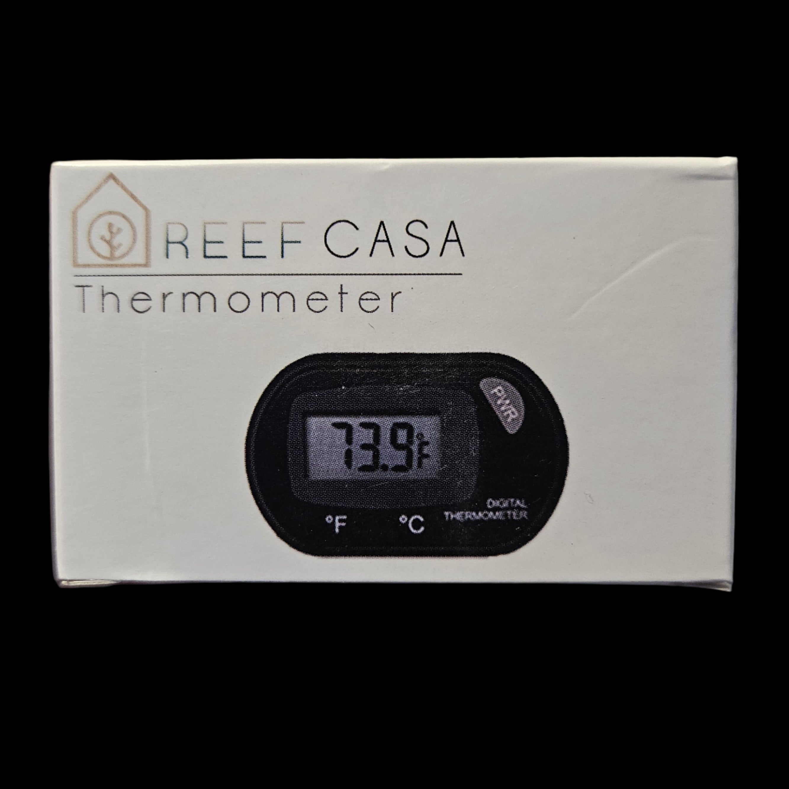 Reef Casa thermometer packaging against a plain background
